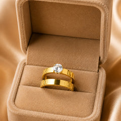 Gold Plated Couple Ring Set for Women & Men