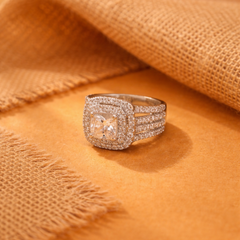 Radiant Halo Ring With Modern Split Shank