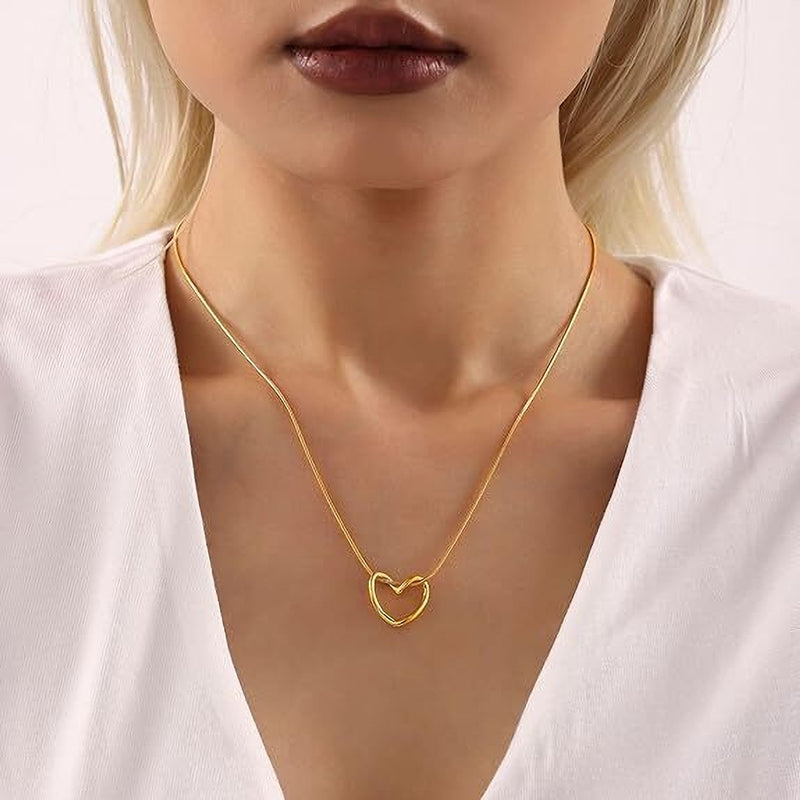 Minimalist Open Heart Pendant Necklace | Necklace for Women